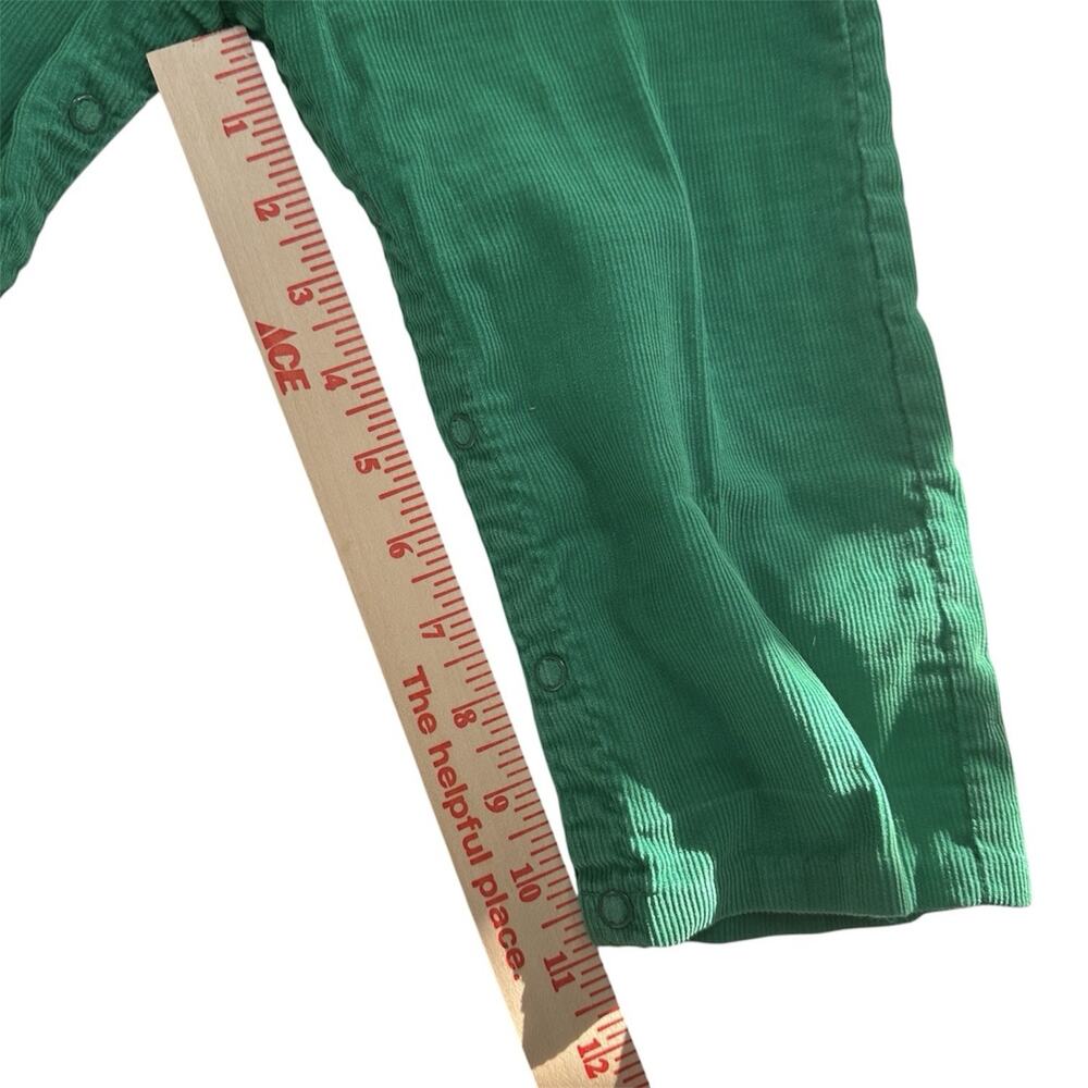 Vintage Green Corduroy Baby Overalls Rooster Plaid Appliqué Snap Legs 12-18 M T2 - Picture 10 of 12